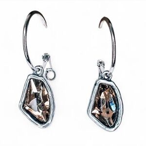 Chic Silver and Brown Gemstone Earrings